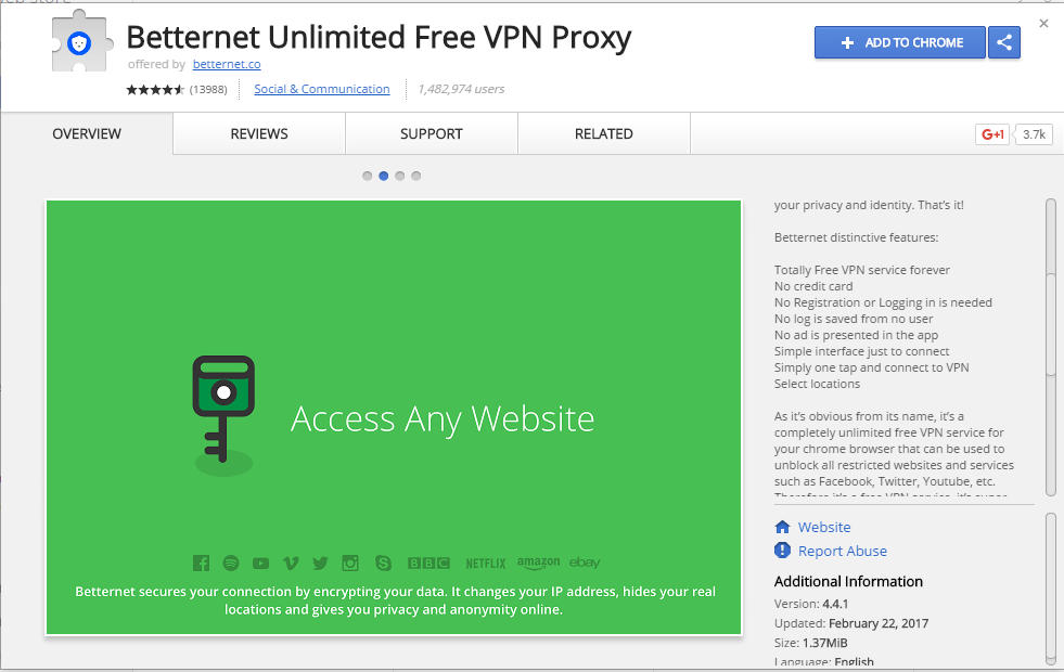 betternet unlimited vpn proxy