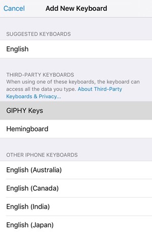   Použijte Giphy přímo z klávesnice vašeho iPhone