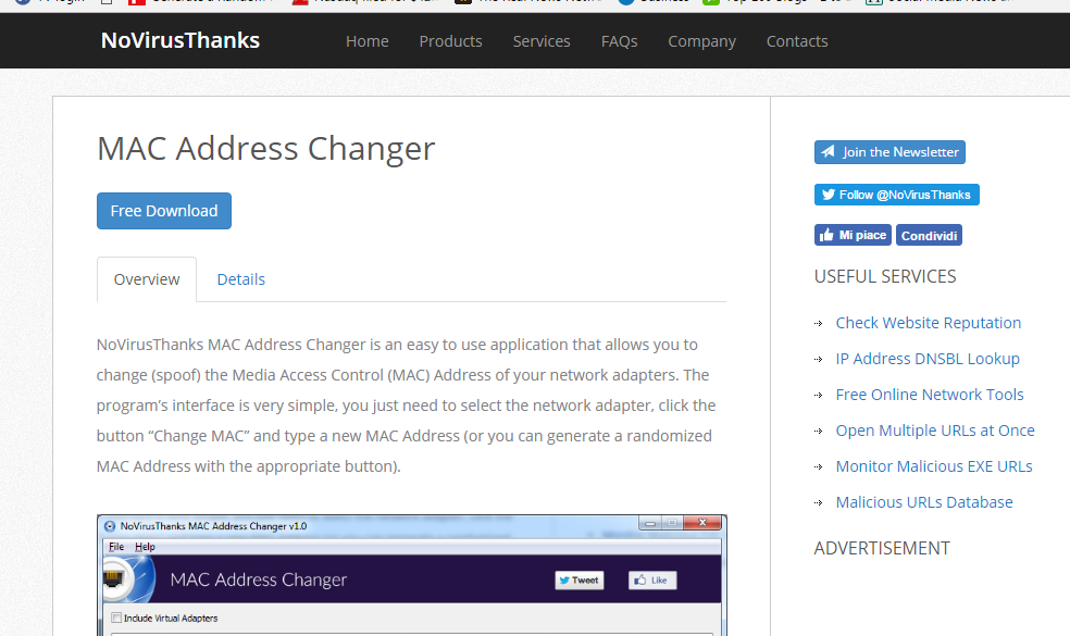 NoVirusThanks Mac Address Changer