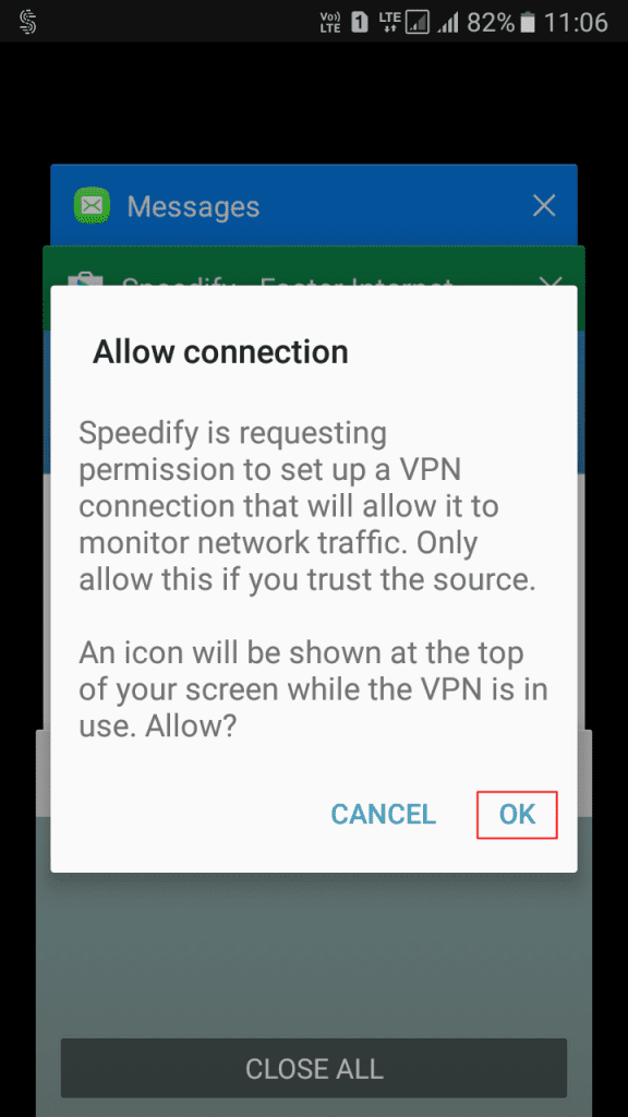 connection to set up a VPN