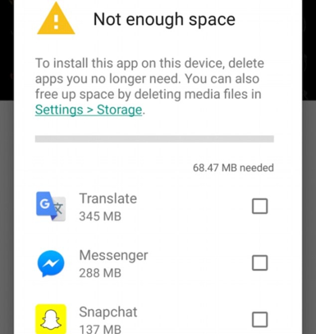 Not Enough Space To Download The App