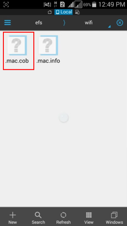 membuka folder "mac.cob"