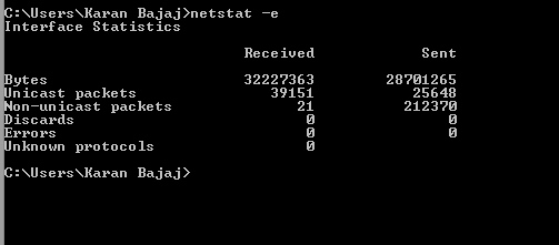 netstat show interface errors