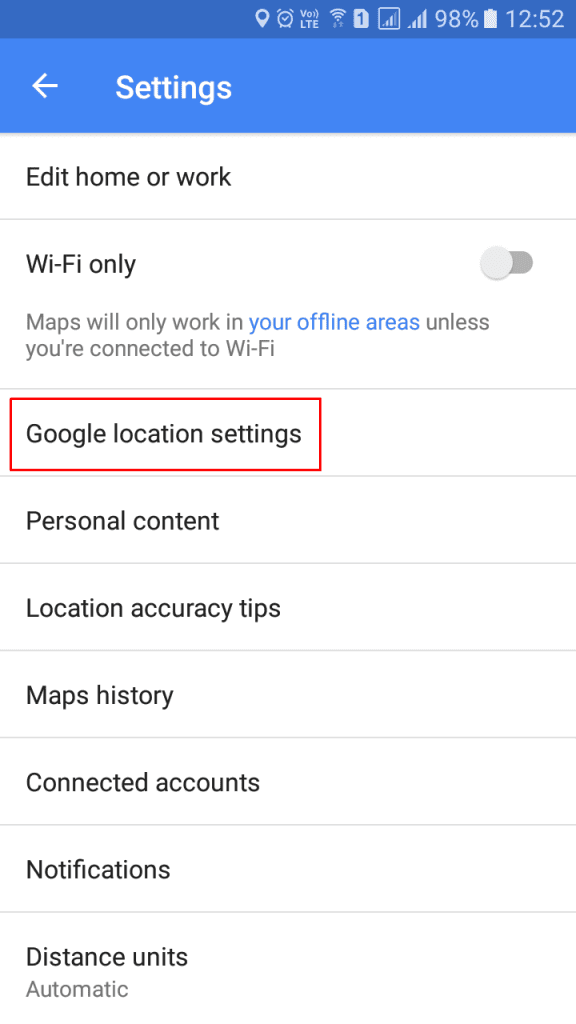 Google settings