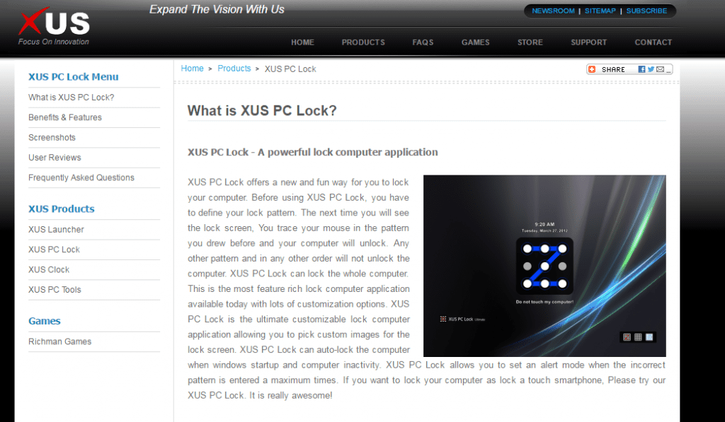 Using XUS PC Lock