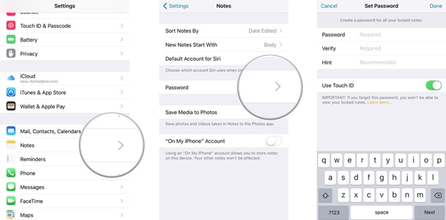 Nastavte heslo prostředí Notes na iPhonu a iPadu