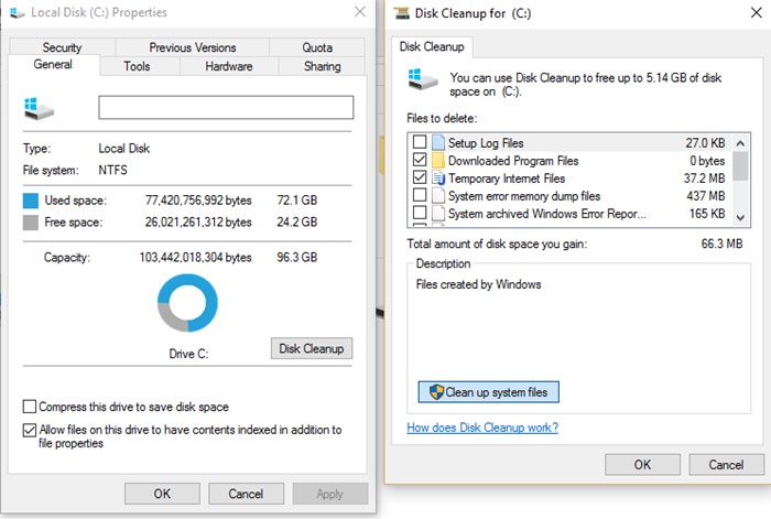 Delete the Windows.old folder from Windows 10