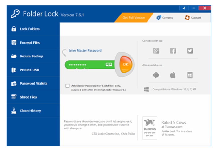 folder lock 7 master password reset