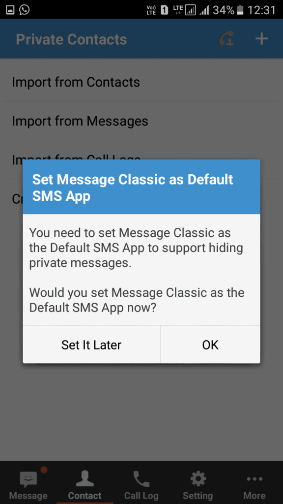 Set Message classic as default SMS app