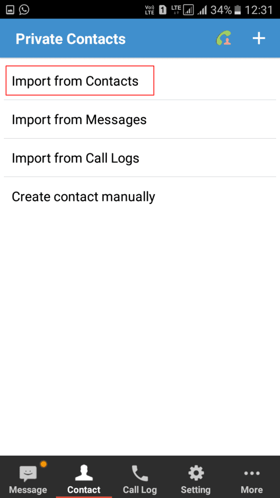 Select the option "import from contacts"