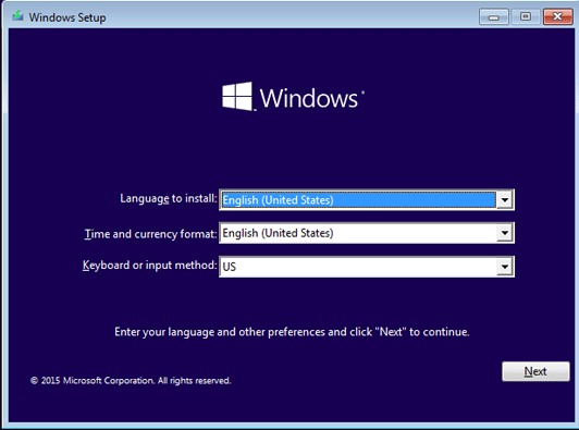 Continue the Windows 10 Installation process