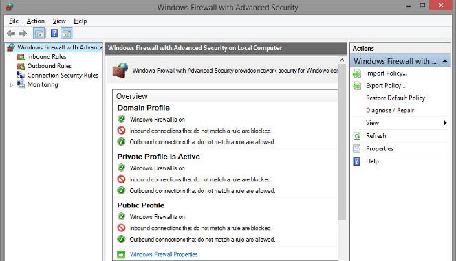 Windows Firewall with Advanced Security on Local Computer