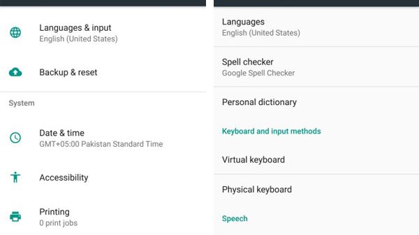 Aggiungi nuove lingue di input in Android Nougat 7.0