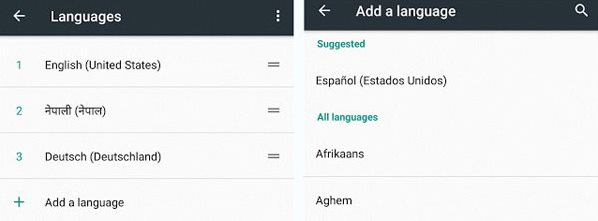 Új beviteli nyelvek hozzáadása az Android Nougat 7.0-hoz