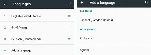 Aggiungi nuove lingue di input in Android Nougat 7.0