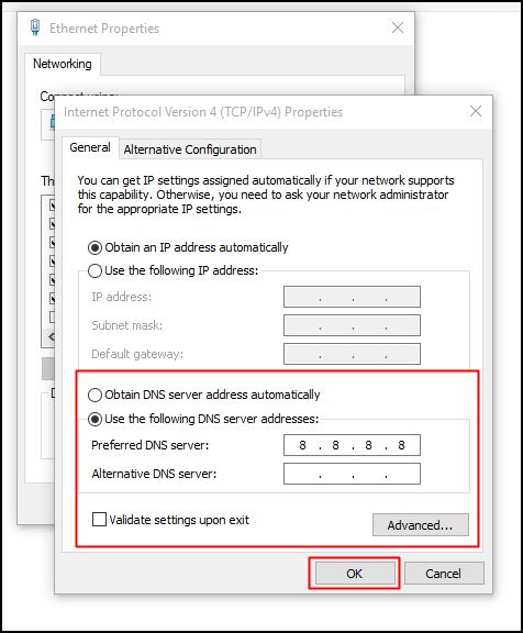 Use os seguintes endereços de servidor DNS