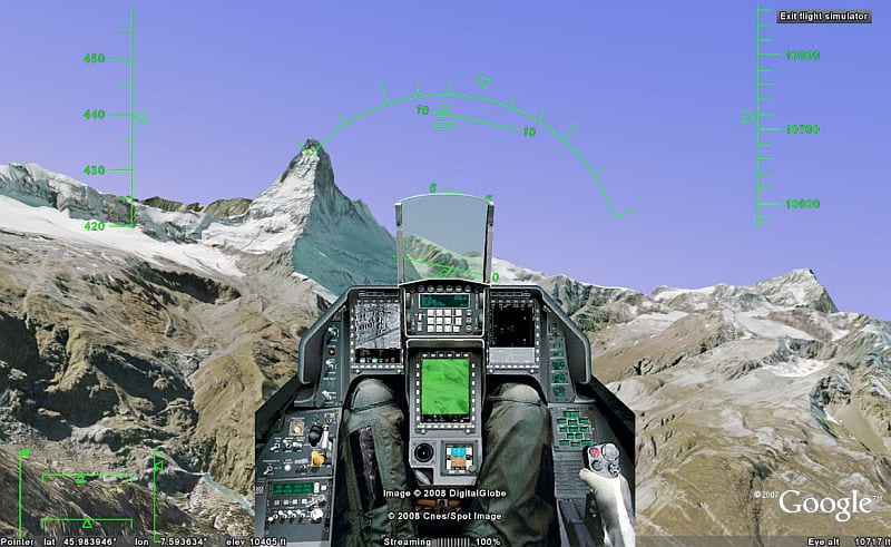 Simulador de voo do Google Earth
