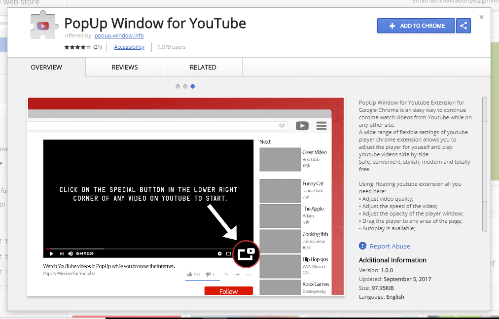 pop up videos on chrome for mac