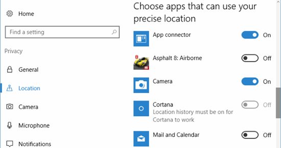 Altere corretamente as permissões do aplicativo no Windows 10