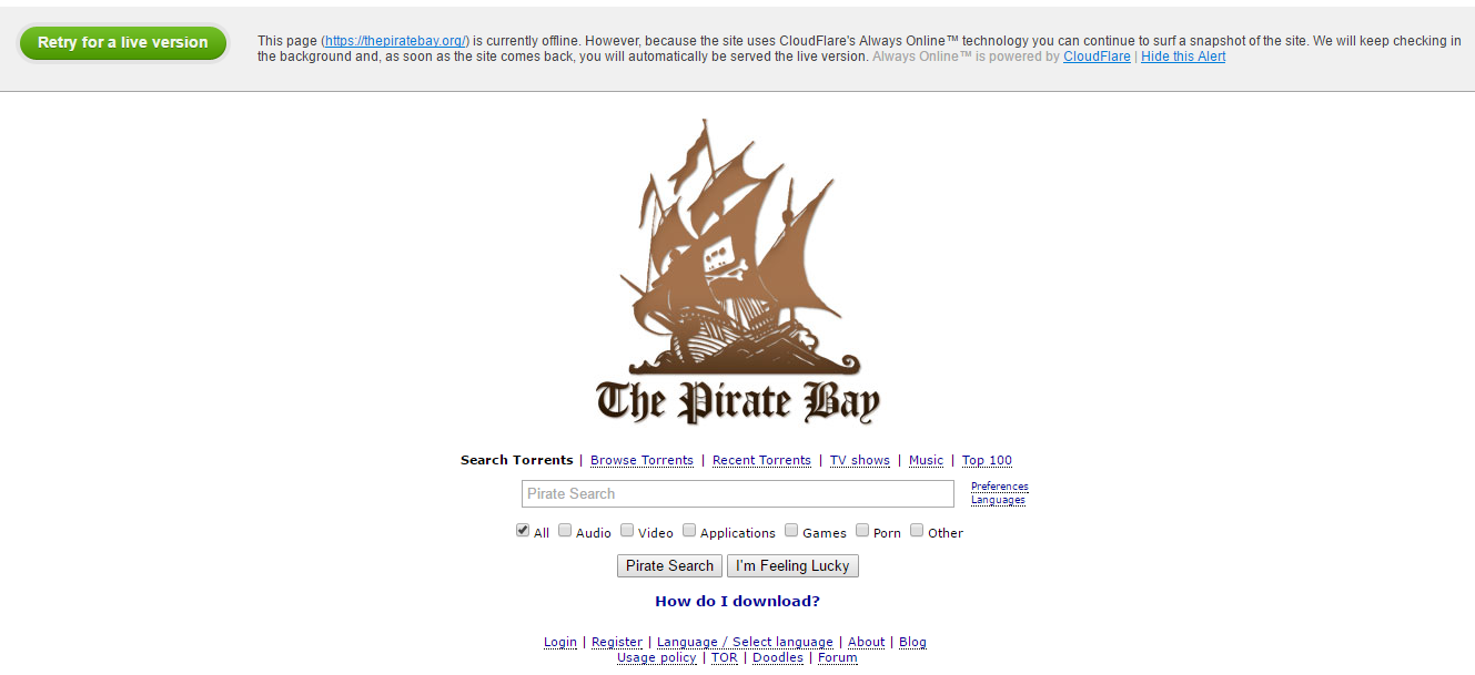 Is The Pirate Bay Down?