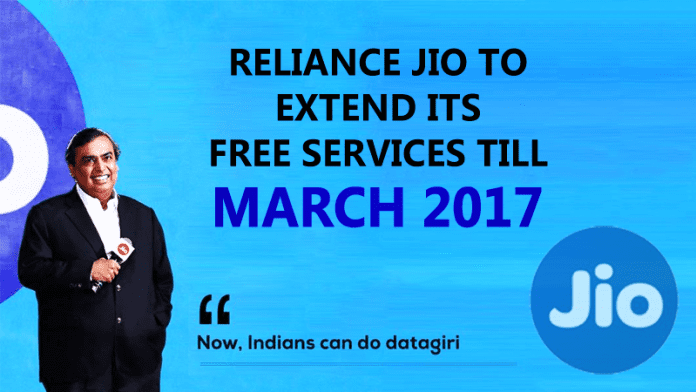 Wow!! Reliance Jio To Extend Its Free Services Till March 2017