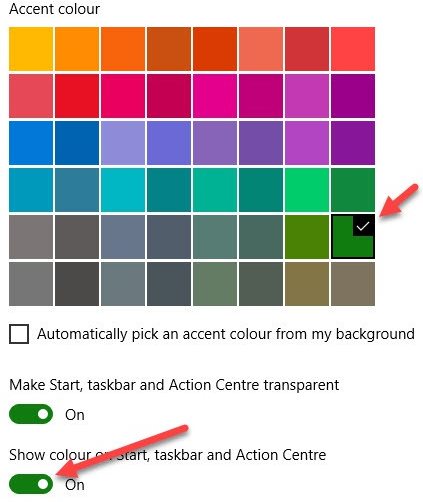How to Apply the Accent Color only in Taskbar in Windows 10 - 64