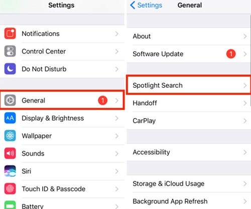 Törölje a Spotlight keresési előzményeit az iPhone készüléken
