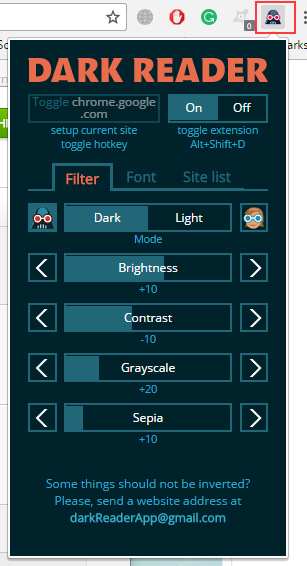 google extension dark reader