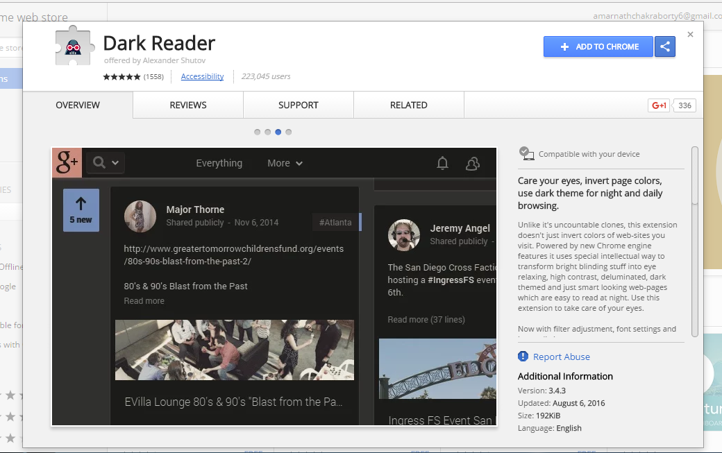 chrome dark reader