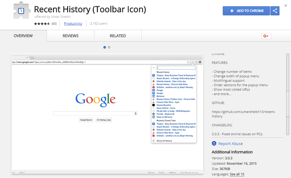 Recent views. Google Chrome Tabs. Tab Manager Plus for Chrome. Chrome Extension Manager.