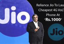 Reliance Jio To Launch Cheapest 4G VoLTE Phone At Rs 1000