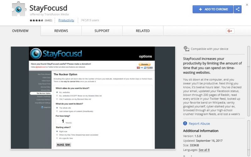 stayfocused google chrome