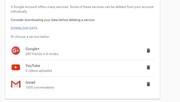 Διαγράψτε το Youtube, το Google+, το Gmail από τον Λογαριασμό σας Google με μία κίνηση