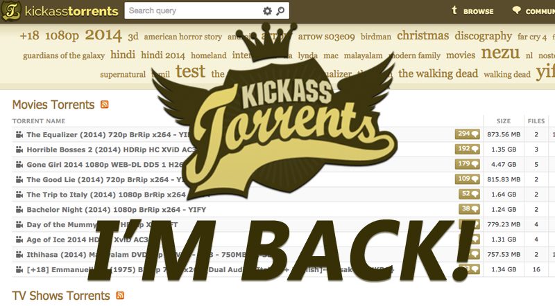 KickassTorrents Is Finally Back With a Domain Katcr.co