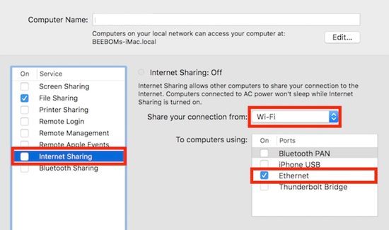 Share Internet From Mac over Wifi or Ethernet