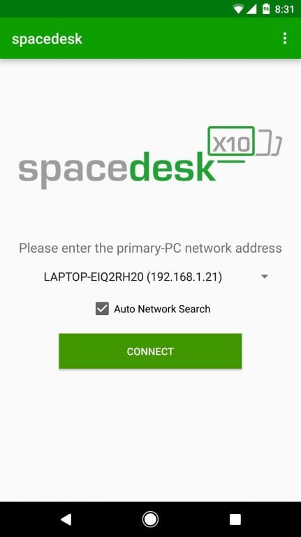 Χρησιμοποιώντας το Spacedesk