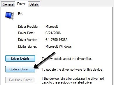 Updating USB Driver