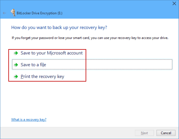 Save the recovery key