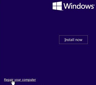 Use the Windows Installation Media or Recovery Partition for the fix