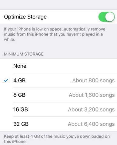Optimize your iPhone's Music Storage to Automatically Free Up Space