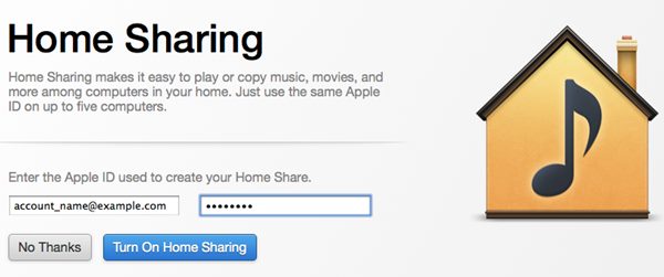 Setup iTunes Home Sharing