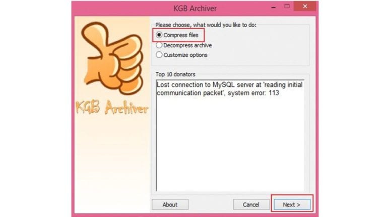 Using KGB Archiver