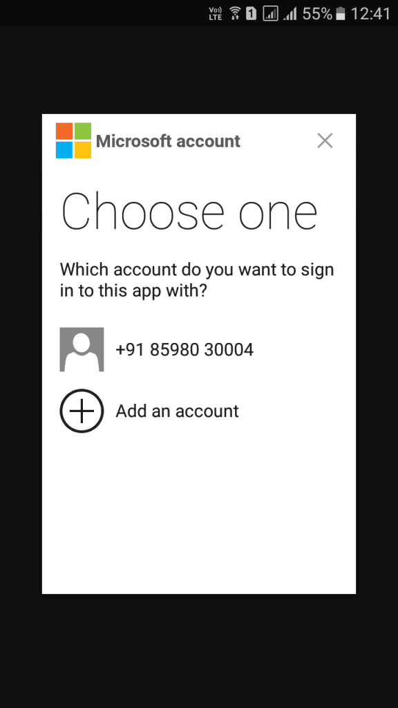 log in with your Microsoft account
