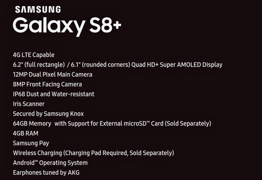 Galaxy S8+ Features