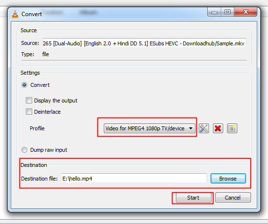 what does dump raw input mean on vlc media player convert file