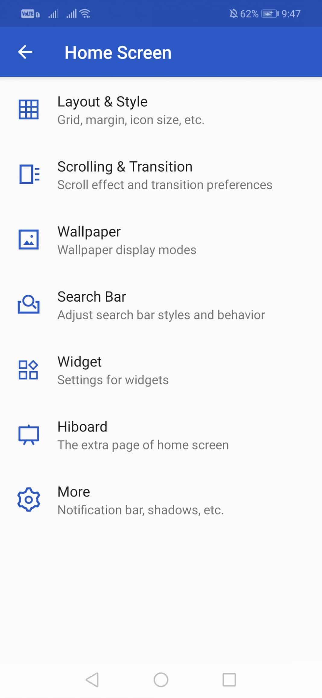 Utilizarea Apex Launcher