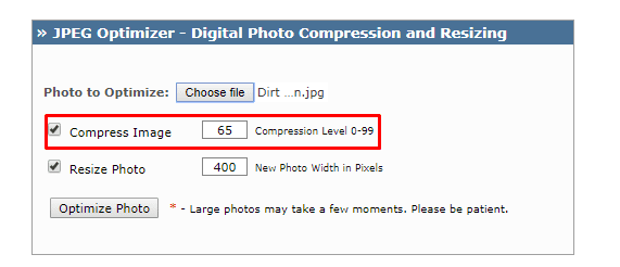 Set the compression level