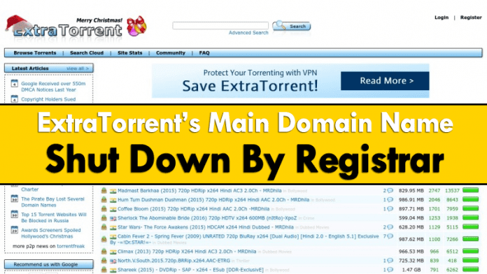 ExtraTorrent’s Main Domain Extratorrent.cc Shut Down By Registrar