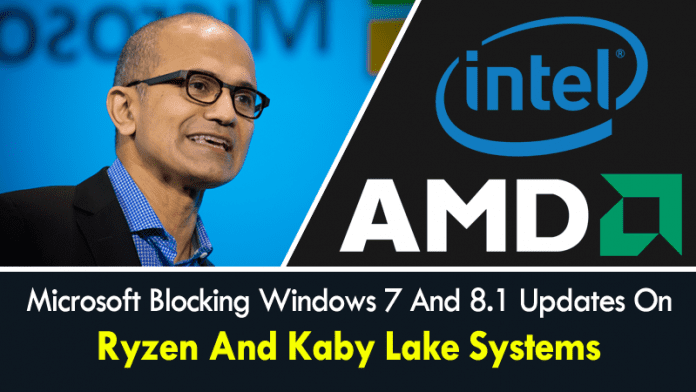Microsoft bloque les mises à jour de Windows 7 et 8.1 sur les systèmes Ryzen et Kaby Lake