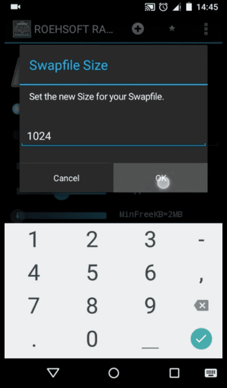 Select the new SwapFile Size